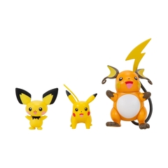 Paquete de 3 figuras Pokemon Select Evolution - Pichu, Pikachu y Raichu en internet