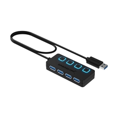 Sabrent Apagadores de Potencia Individuales y LED, Sabrent 4-Port USB 3.0, 4-Port USB 3.0 Hub