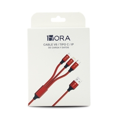 1Hora Cable USB C 3 en 1 Cable 1M CAB259 ROJO