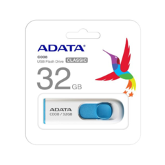 ADATA 32 GB Memoria Flash USB 2.0 Deslizable (Modelo C008) NEGRA CON ROJO Y BLANCA CON AZUL