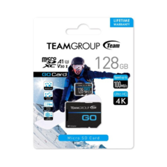 TEAMGROUP Tarjeta GO 128GB Micro SDXC UHS-I U3 V30 4K para GoPro y Drone y cámaras de acción, tarjeta de memoria flash de alta velocidad con adaptador