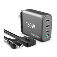 WOTOBEUS - Cargador de pared USB C de 130 W, 4 puertos, 100 W, PPS 45 W, QC4.0 + Super Charge 2.0, estación de carga rápida tipo C