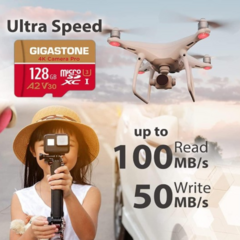 Gigastone - Tarjeta micro SD de 128 GB A1 V30 U3 C10 Clase 10 Tarjeta de memoria micro SDXC UHS-I con adaptador microSD a SD Cámara de vídeo 4K Ultra - comprar en línea