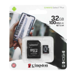 Kingston MicroSDHC Select Plus 32GB (Con Adaptador a SD) Clase 10, UHS-I, U1, V10 Lectura: 100MB/s (SDCS2/32GB)