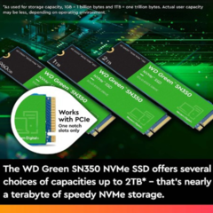 Western Digital Unidad SSD M.2 WD SN350 1TB WDS100T3G0C Green PCIE NVME - wildraptor videojuegos