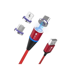 Cable Magnetico 3 en 1 Tipo C,IP, V8, Luz LED 1 Hora rojo - comprar en línea