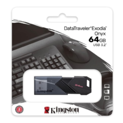 Kingston USB DataTraveler Exodia Onyx Capacidad: 64GB USB-A 3.2 Gen 1 (DTXON/64GB)