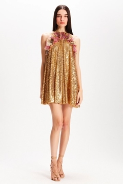 Vestido Curto Paete Dourado - comprar online