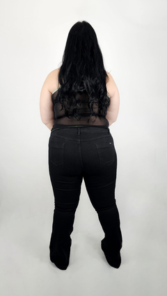 Calça Jeans Preta Flare Vizzy Plus Size - Lojinha da Bis