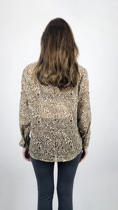 Camisa Social Feminina Animal Print Onça