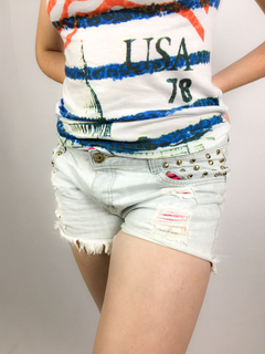 Shorts Jeans Feminino Destroyeds Spikes - comprar online