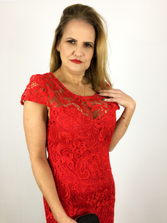 Vestido Tubinho Vermelho Renda - comprar online