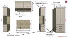 Guarda Roupa Dormitório Modulado Master Casal 1,38 m - Avelã Rústico e Ártico Rústico - Luciane M01 na internet