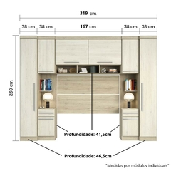 Guarda Roupa Dormitório Modulado Master Casal 1,58 m Queen - Avelã Rústico e Ártico Rústico - Luciane M10 na internet