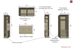 Guarda Roupa Dormitório Modulado Master Casal 1,58 m Queen - Avelã Rústico e Areia - Luciane M01 na internet