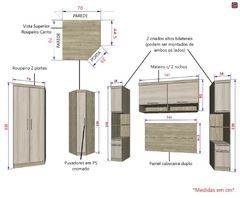 Guarda Roupa Dormitório Modulado Master Casal 1,38 m Canto - Avelã Rústico e Ártico Rústico - Luciane M13 na internet