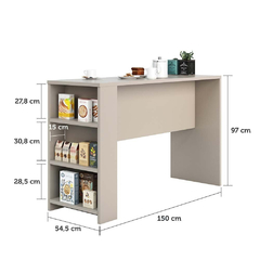 Bancada Mesa Gourmet Cozinha Conect 1,50m c/ Painel - Linha SUPREMA Luciane na internet