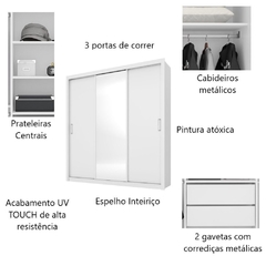 Guarda Roupa Casal Residence 3 portas de correr c/ Espelho - Demóbile na internet