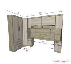 Guarda Roupa Dormitório Modulado Master Casal 1,58 m Queen Canto - Avelã Rústico e Ártico Rústico - Luciane M05 na internet