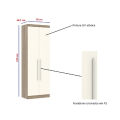 Guarda Roupa 2 Portas c/ Cabideiro - Módulo Dormitório Master - Guarda Roupas Modulado Luciane - loja online