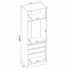 Imagem do Guarda Roupa Dormitório Modulado Irlanda - Módulo 2 Portas 3 Gavetas - Roupeiro Demobile