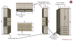 Guarda Roupa Dormitório Modulado Master Casal 1,58 m Queen - Avelã Rústico e Ártico Rústico - Luciane M01 na internet