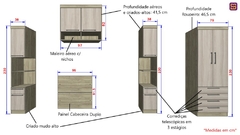 Guarda Roupa Dormitório Modulado Master Solteiro - Avelã Rústico e Ártico Rústico - Luciane M01 na internet