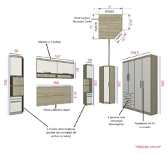 Guarda Roupa Dormitório Modulado Master Casal 1,58 m Queen Canto - Avelã Rústico e Areia - Luciane M04 na internet