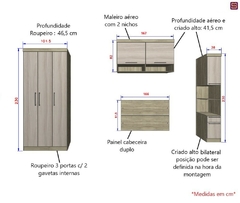 Guarda Roupa Dormitório Modulado Master Casal 1,58 m Queen - Avelã Rústico e Ártico Rústico - Luciane M03 - comprar online