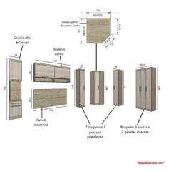 Guarda Roupa Dormitório Modulado Master Casal Queen 1,58 m Canto - Avelã e Ártico Rústico - Luciane M16 na internet