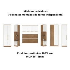 Guarda Roupa Dormitório Modulado Irlanda Casal/Queen Canto - Amêndola Touch e Branco - Roupeiro Demobile C4 - loja online