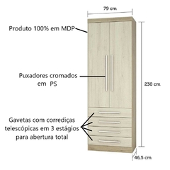 Guarda Roupa Roupeiro Modulado Master 2 Portas 4 Gavetas - Avelã Rústico e Ártico Rústico - Luciane na internet