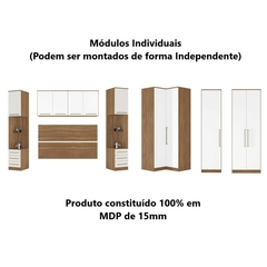 Guarda Roupa Dormitório Modulado Irlanda Casal/Queen Canto - Amêndola Touch e Branco - Roupeiro Demobile C2 - loja online