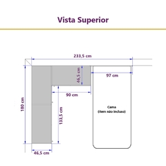 Guarda Roupa Dormitório Modulado Alpes Solteiro Canto c/ Bancada de Estudo - Roupeiro Luciane M04 - SeuMóvel.com | Onde seu lar é o que importa