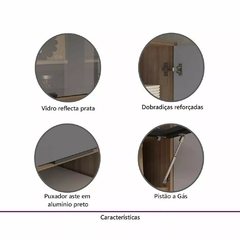 Armário Cozinha Aéreo 2 Portas 120 c/ Garrafeiro c/ Vidro Reflecta - Módulo Cozinha Aspen - Luciane PRE0411 - SeuMóvel.com | Onde seu lar é o que importa