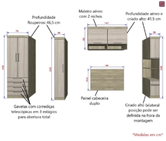 Guarda Roupa Dormitório Modulado Master Casal 1,38 m - Avelã Rústico e Ártico Rústico - Luciane M02 na internet