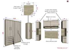 Guarda Roupa Dormitório Modulado Master Casal 1,38 m Canto - Avelã Rústico e Ártico Rústico - Luciane M04 na internet