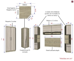 Guarda Roupa Dormitório Modulado Master Casal Queen 1,58 m Canto - Avelã Rústico e Ártico Rústico - Luciane M13 na internet