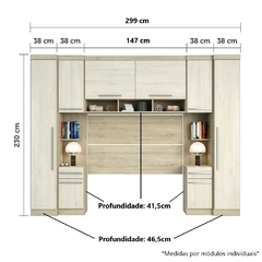 Guarda Roupa Dormitório Modulado Master Casal 1,38 m Padrão - Avelã Rústico e Ártico Rústico - Luciane M10 na internet