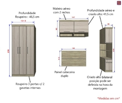 Guarda Roupa Dormitório Modulado Master Casal 1,38 m - Avelã Rústico e Ártico Rústico - Luciane M03 - comprar online