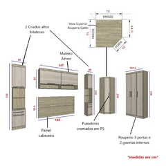 Guarda Roupa Dormitório Modulado Master Casal 1,38 m Canto - Avelã e Ártico Rústico - Luciane M17 na internet