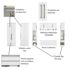 Guarda Roupa Dormitório Modulado Modena Casal/Queen Canto - Branco - Roupeiro Demobile Modena 16 - SeuMóvel.com | Onde seu lar é o que importa