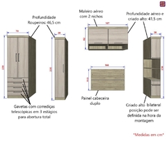 Guarda Roupa Dormitório Modulado Master Casal 1,58 m Queen - Avelã Rústico e Ártico Rústico - Luciane M02 na internet