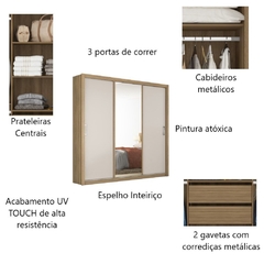 Guarda Roupa Casal Residence 3 portas de correr c/ Espelho - Demóbile - SeuMóvel.com | Onde seu lar é o que importa