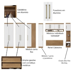 Guarda Roupa Dormitório Modulado Modena Casal/Queen Canto - Roupeiro Demobile Modena 10 - comprar online