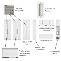 Guarda Roupa Dormitório Modulado Modena Casal/Queen Canto - Roupeiro Demobile Modena 10