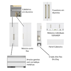 Guarda Roupa Dormitório Modulado Modena Casal/Queen Canto - Roupeiro Demobile Modena 3