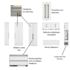 Guarda Roupa Dormitório Modulado Modena Casal/Queen Canto - Roupeiro Demobile Modena 6