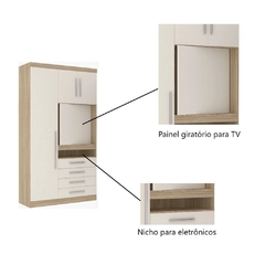 Guarda Roupa Dormitório Modulado Master Casal 1,38 m Canto c/ Painel Giratório p/ TV - Luciane M14 - loja online