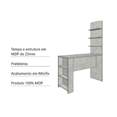 Bancada Mesa Gourmet Cozinha Mármore 1,50m c/ Painel - Linha SUPREMA Luciane - comprar online